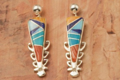 Calvin Begay Genuine Spiny Oyster Shell Sterling Silver Earrings